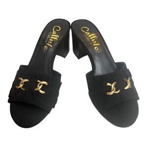 CALLISTO of CALIFORNIA Zinnia Women's Black Heeled Slide Sandals NEW 10